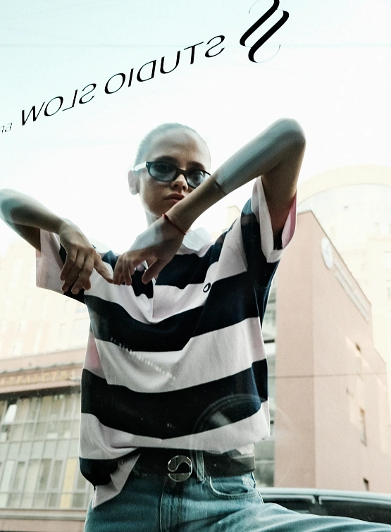 Женское Поло Coperni Striped Polo Pink/Blue