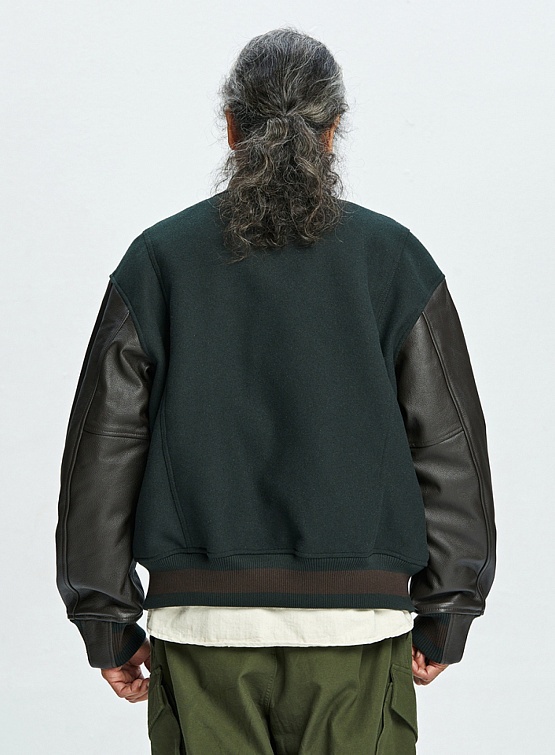 Бомбер FrizmWORKS Cowhide Leather Varsity Dark Green