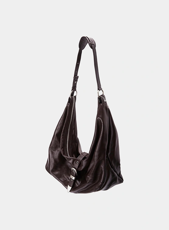 Сумка MARGESHERWOOD Belted Hobo Glossy Dark Brown