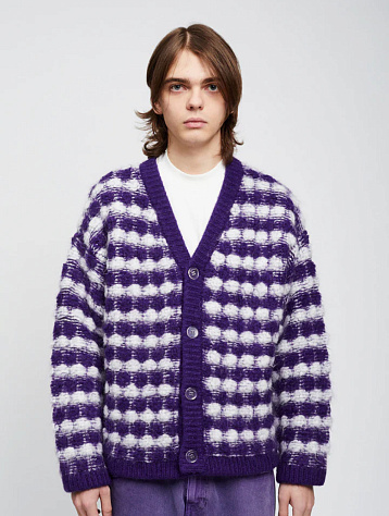 Кардиган BONSAI Puff Mohair Knit Cardigan Purple White