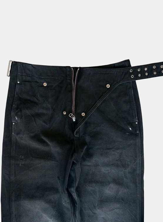 Джинсы OAMC Treated With White Spots With Belt Black