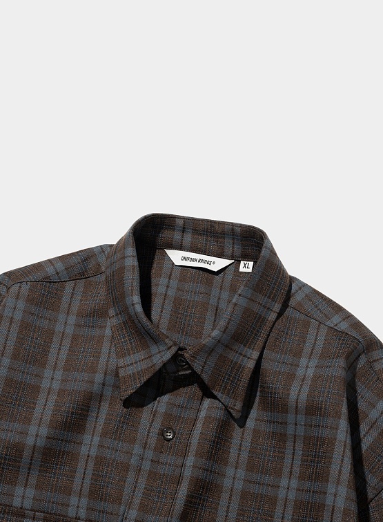 Рубашка Uniform Bridge Pocket Check Shirt Brown