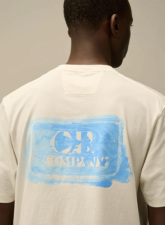 Футболка C.P. Company 30/1 Jersey Graphic Logo Gauze White