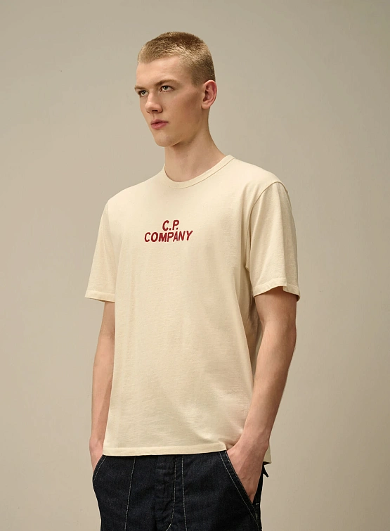 Футболка C.P. Company Natural Jersey Logo Pistachio Shell