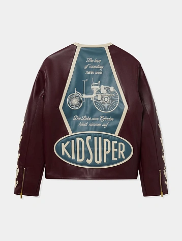 Кожаная куртка KidSuper X Mercedes Benz Racer Burgundy