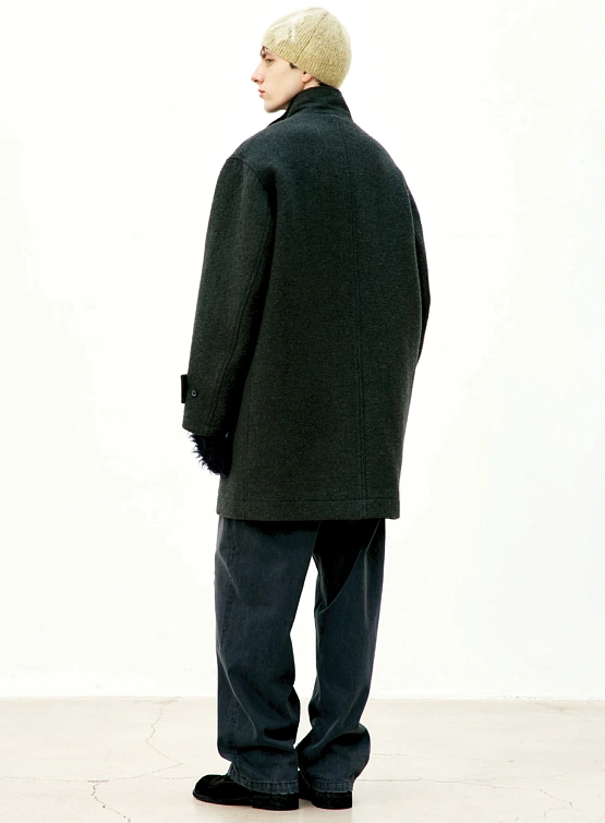 Пальто COOR Cashmere Blend Stand Collar Dark Green