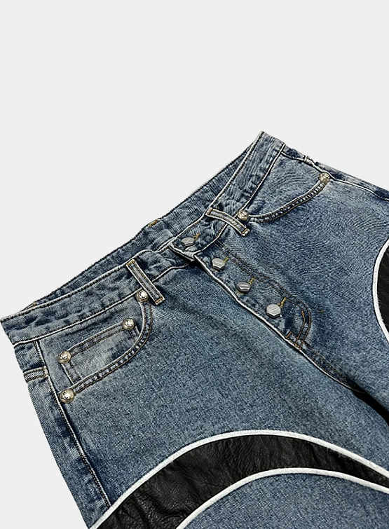 Джинсы Thug Club TC Leather Washing Denim Blue Black