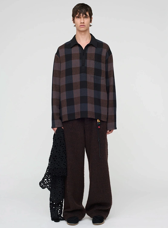 Лонгслив Song for the Mute L/S Polo Towel Check Black