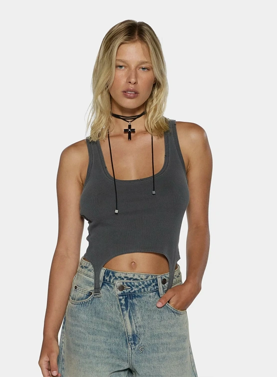 Женская майка Ksubi Origin Tank Garter Charcoal