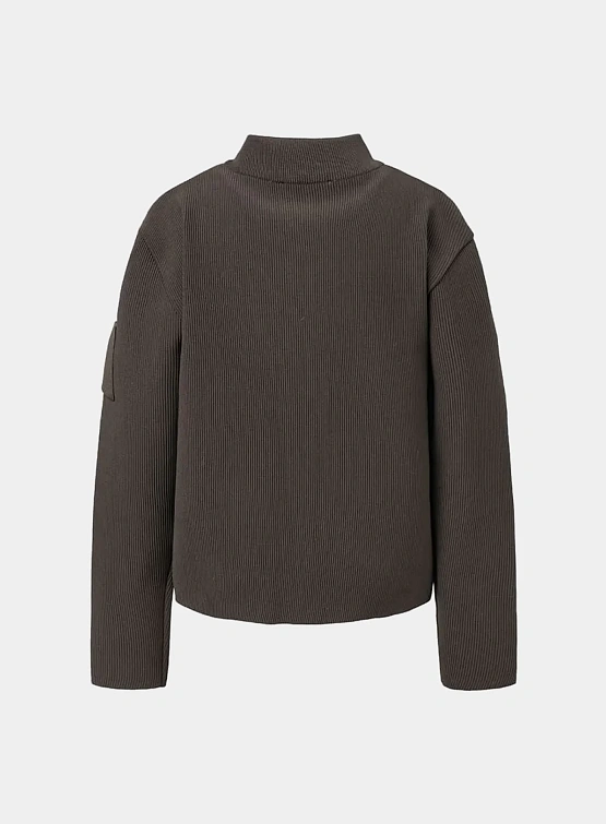 Кардиган AMOMENTO Mock Neck Zip-Up Dark Brown