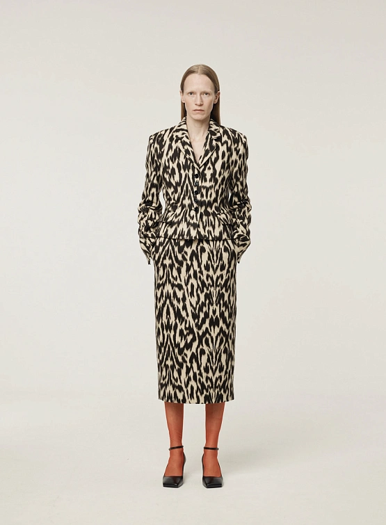 Женская юбка Recto Leopard Wool Midi Dark Brown