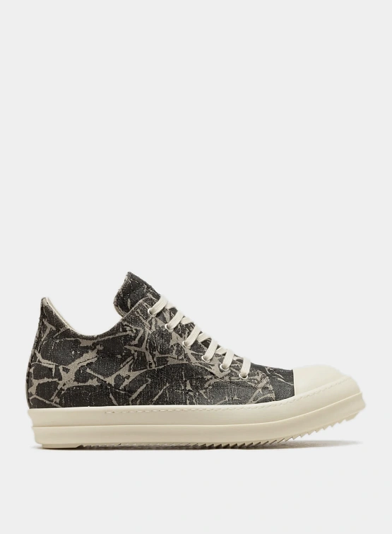 Женские кеды RICK OWENS DRKSHDW Plimsolls Low Washed Foil Black/Milk