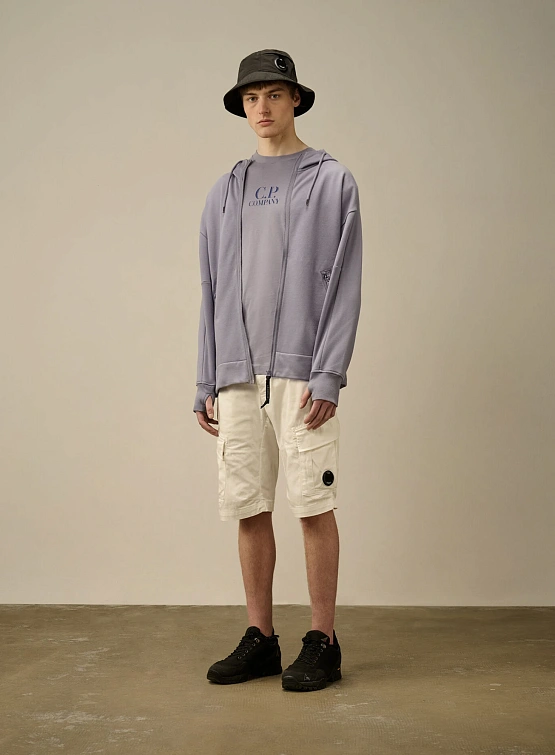 Зип-худи C.P. Company Diagonal Raised Fleece Goggle Lavender Violet