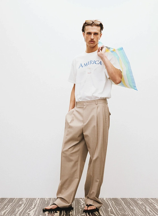 Брюки Recto Double Pleated Wide Sepia Beige