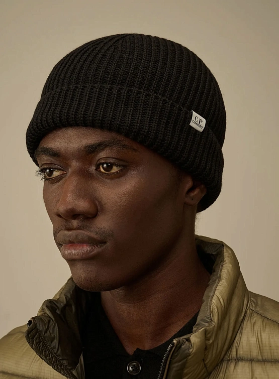 Шапка C.P. Company Extrafine Merino Fisherman Black