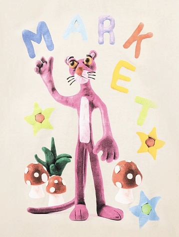 Футболка MARKET Pink Panther Nostalgia T-Shirt Ecru