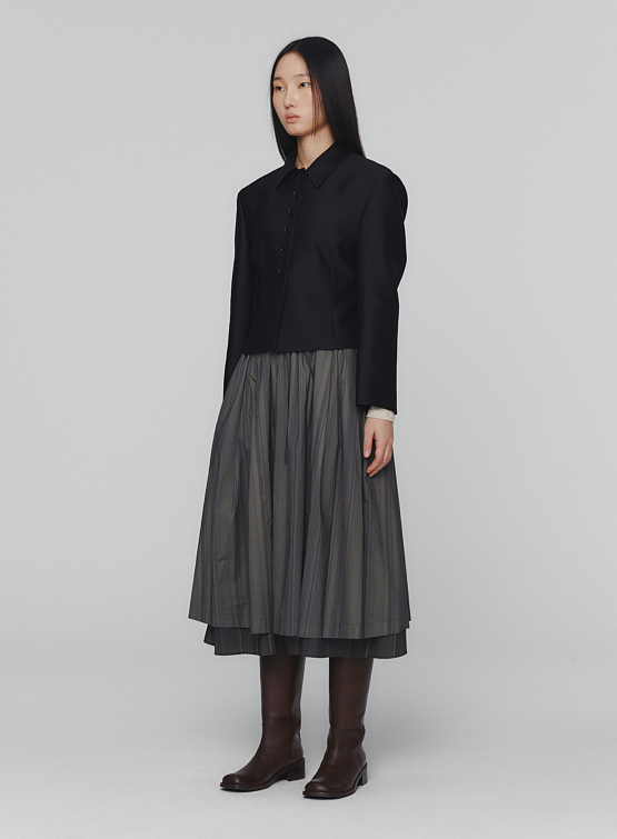 Женская юбка AMOMENTO Stripe Layered Brown