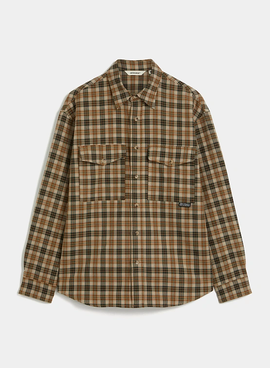 Рубашка Uniform Bridge Pocket Check Shirt Beige