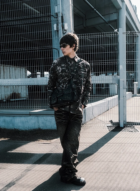 Рубашка JUNTAE KIM Laser-Slashed Camouflage