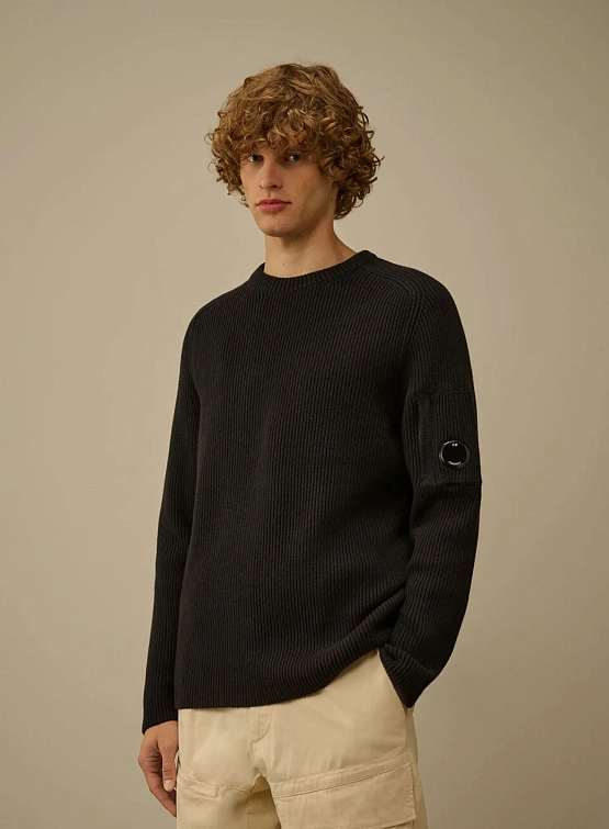 Свитер C.P. Company Full Rib Crewneck Lens Black