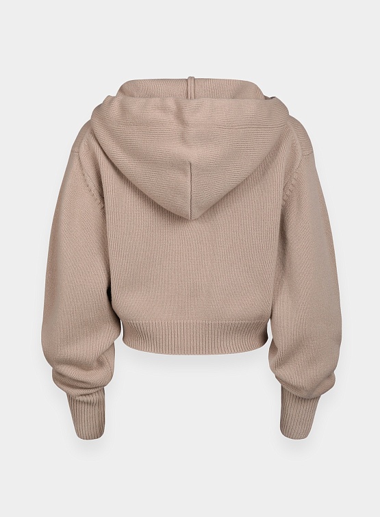 Женское зип-худи System Studios Cropped Zip-Up Hood Knit Sepia Beige