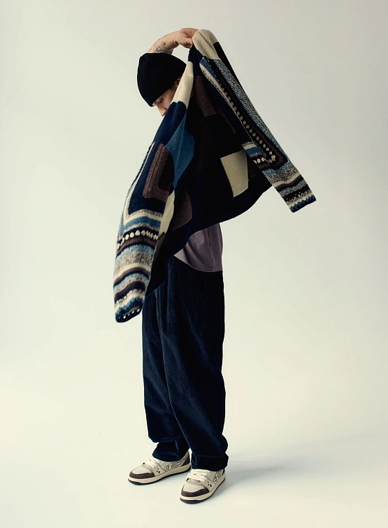 Кардиган YESEYESEE Color Block Croche Knit Zip Up Multi