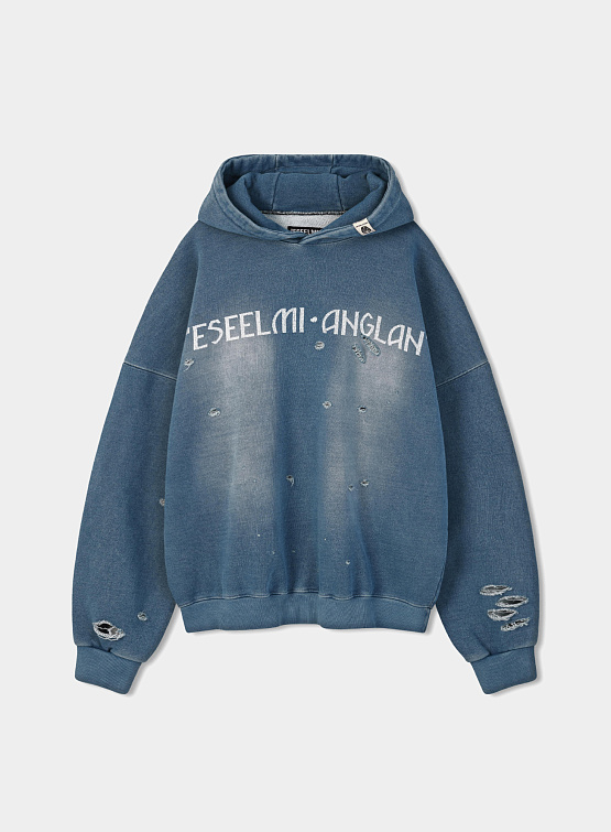 Худи ANGLAN x ESEELMI Damage Denim Washed Hoodie Blue