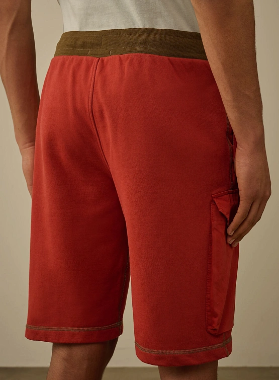 Шорты C.P. Company Diagonal Fleece Mixed Cargo Ketchup Red