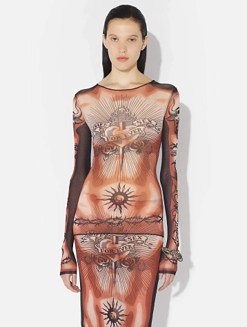 Лонгслив Jean Paul Gaultier Re-Edition: "Safe Sex Tattoo" Nude/Brown/Black