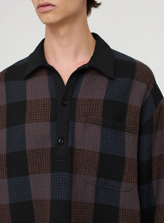 Лонгслив Song for the Mute L/S Polo Towel Check Black