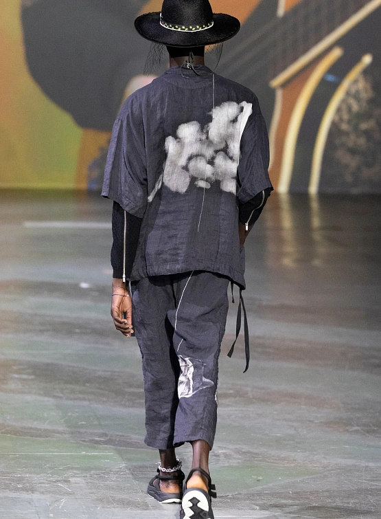 Брюки UNDERCOVER Printed Linen Trousers Black Base