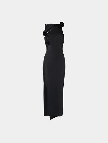 Платье Coperni Asymmetric Flower Black