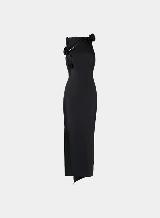 Платье Coperni Asymmetric Flower Black