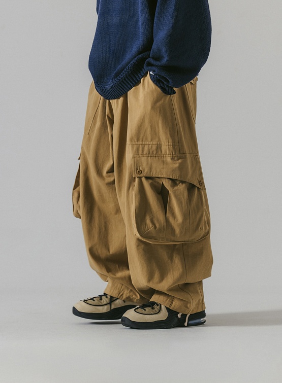 Брюки ANGLAN Curve Big Cargo Balloon Pants Beige