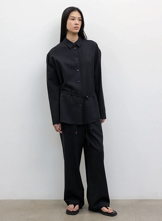 Женская рубашка LE17SEPTEMBRE Oversized Belted Charcoal