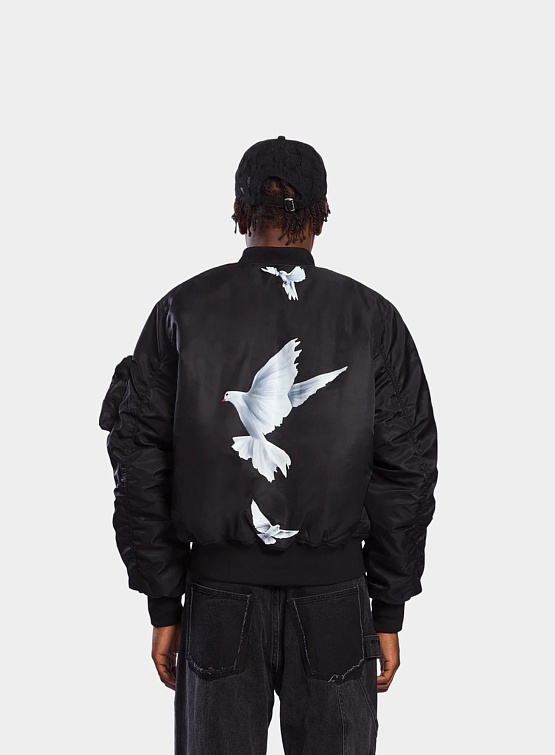 Бомбер 3.PARADIS Freedom Doves MA-1 Jacket Black