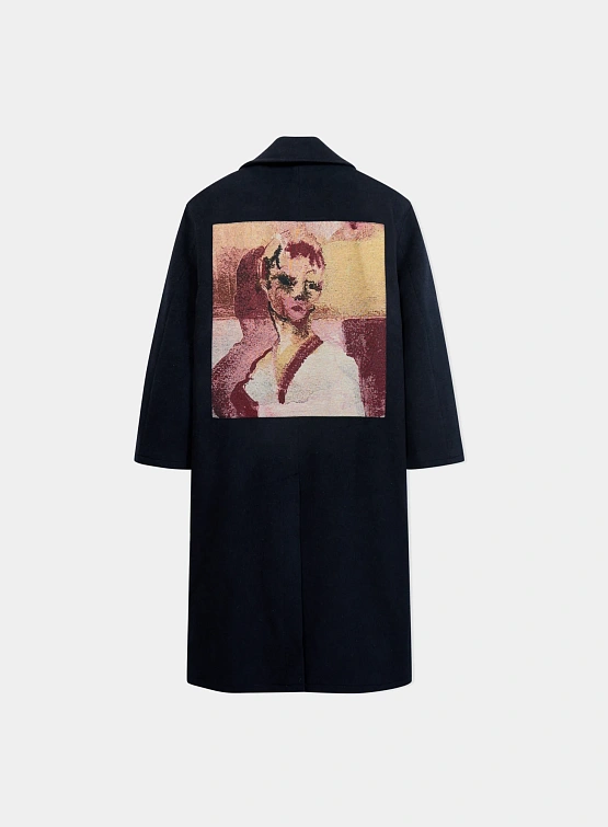 Пальто KidSuper Jaquarded Patches Wool Navy