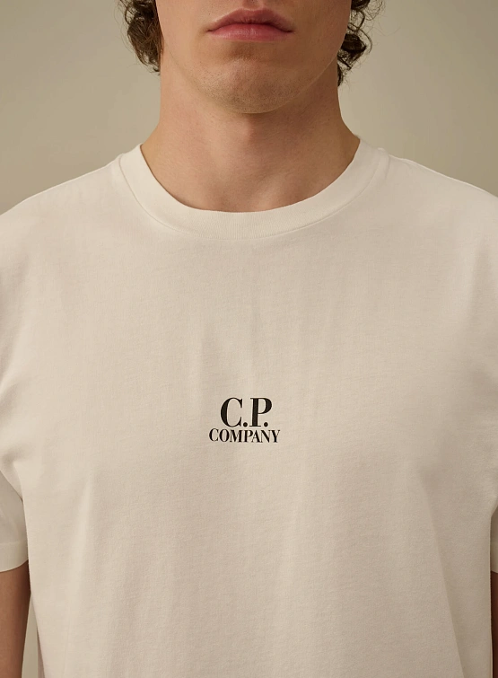 Футболка C.P. Company 24/1 Jersey Artwork Logo Gauze White
