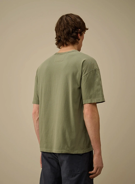 Футболка C.P. Company 20/1 Jersey Boxy Logo Thyme Green