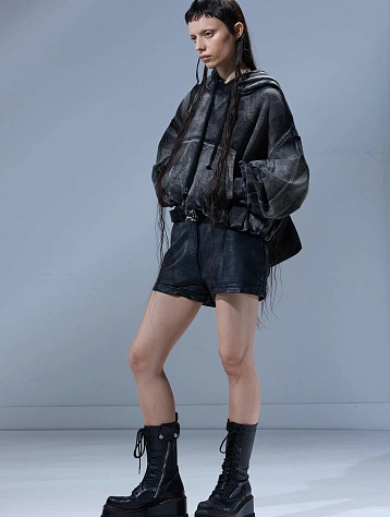 Женское худи R13 Balloon Popover Washed Black