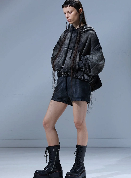 Женское худи R13 Balloon Popover Washed Black