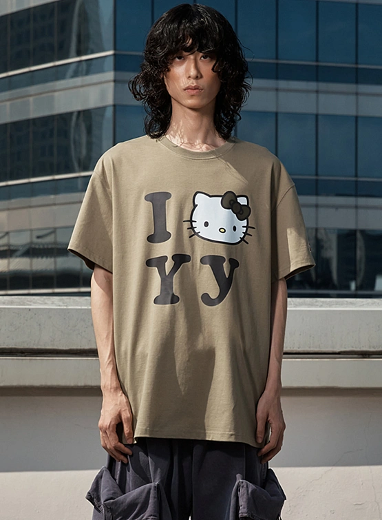 Футболка OPEN YY Kitty x YY T-Shirt Khaki