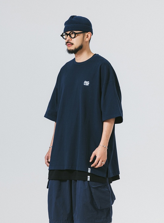 Футболка ANGLAN Stack Logo Half Tee Navy