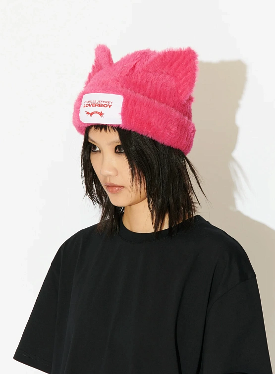 Шапка Charles Jeffrey Loverboy Fluffy Chunky Ears Pink