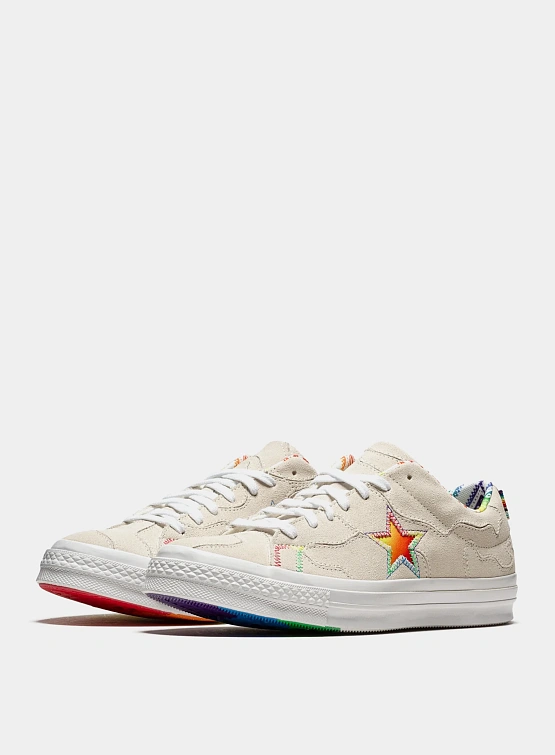 Кеды Converse One Star Ox Egret/University Red Bone