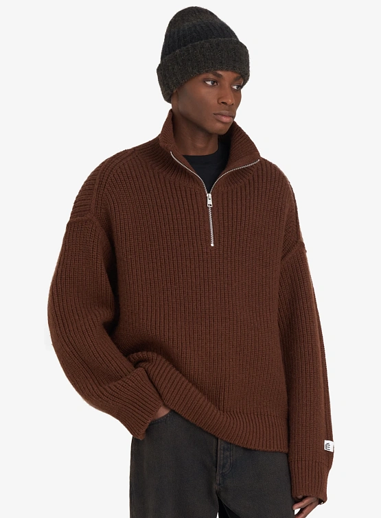 Халф-зип Études Military Rib Dk Brown