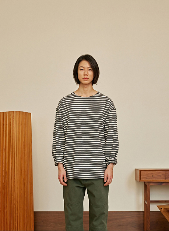 Лонгслив FrizmWORKS Patch Stripe Boat Neck Navy