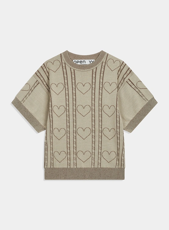 Женский джемпер OPEN YY Heart&Cable Crewneck Brown