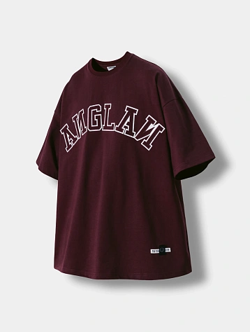 Футболка ANGLAN Applique Logo Half Tee Burgundy