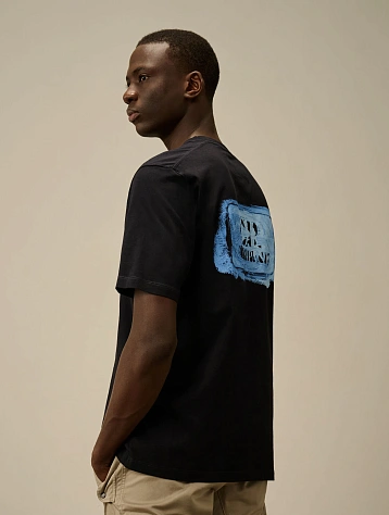 Футболка C.P. Company 30/1 Jersey Graphic Logo Total Eclipse